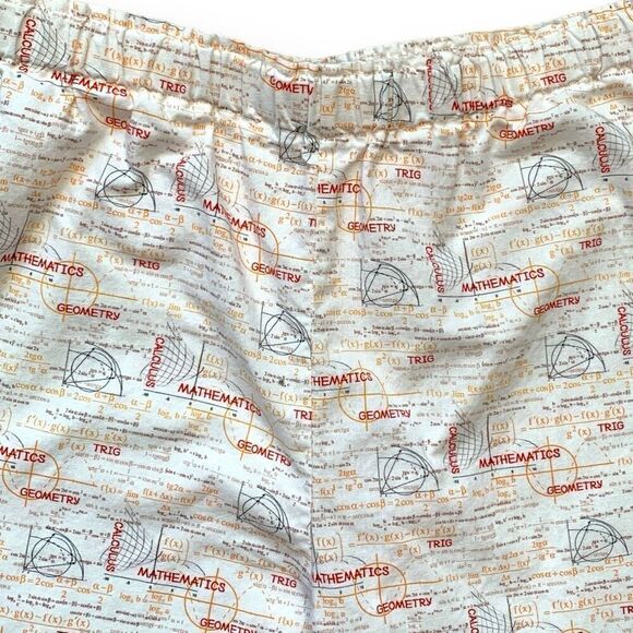 Handmade Shorts High Waisted Printed Math Formulas Geometry Calculus Cream Boxer - Picture 4 of 7